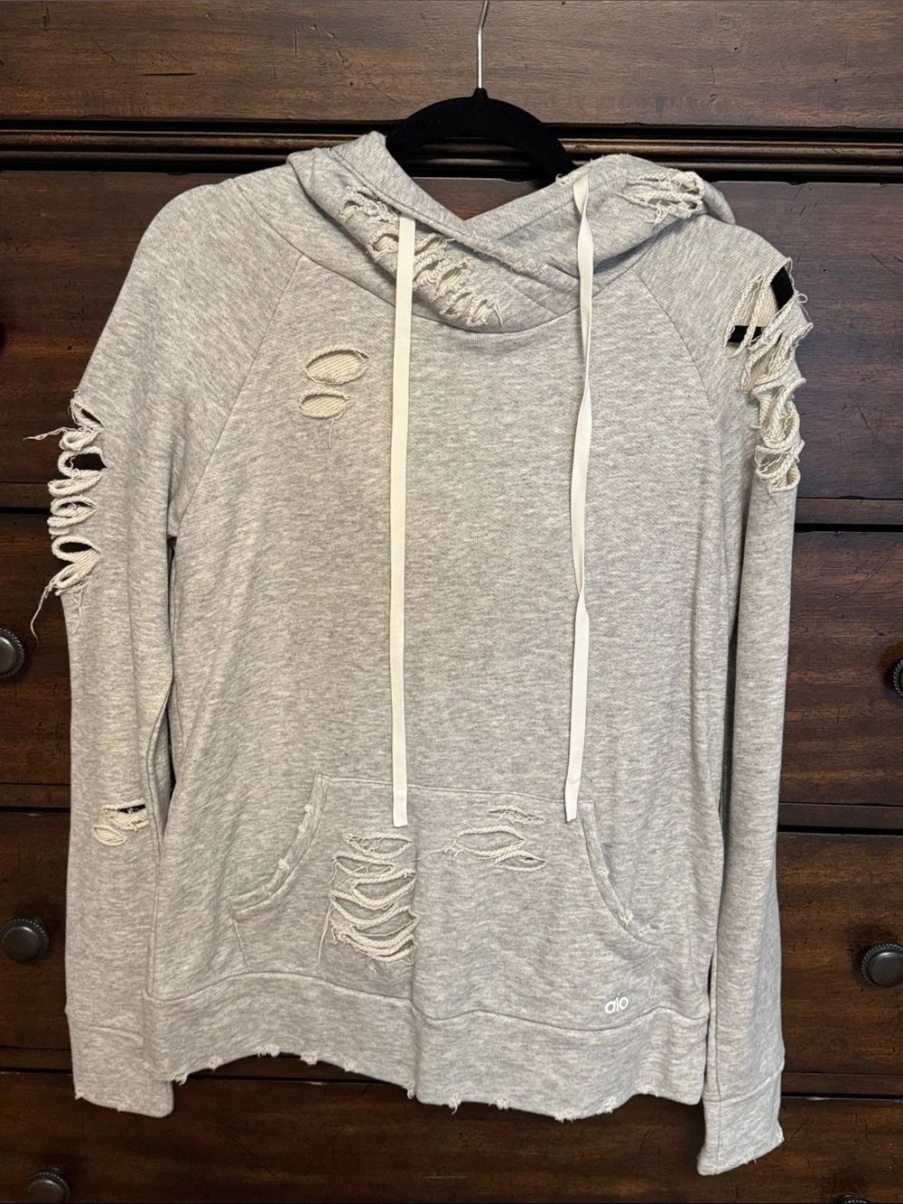 Alo Hooded Distressed Sweatshirt